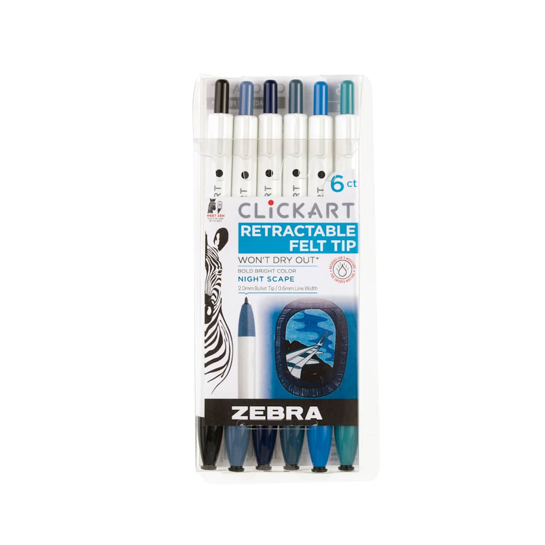 Open in modal - ClickArt Retractable Marker Pen 6-Pen Night Scape Set