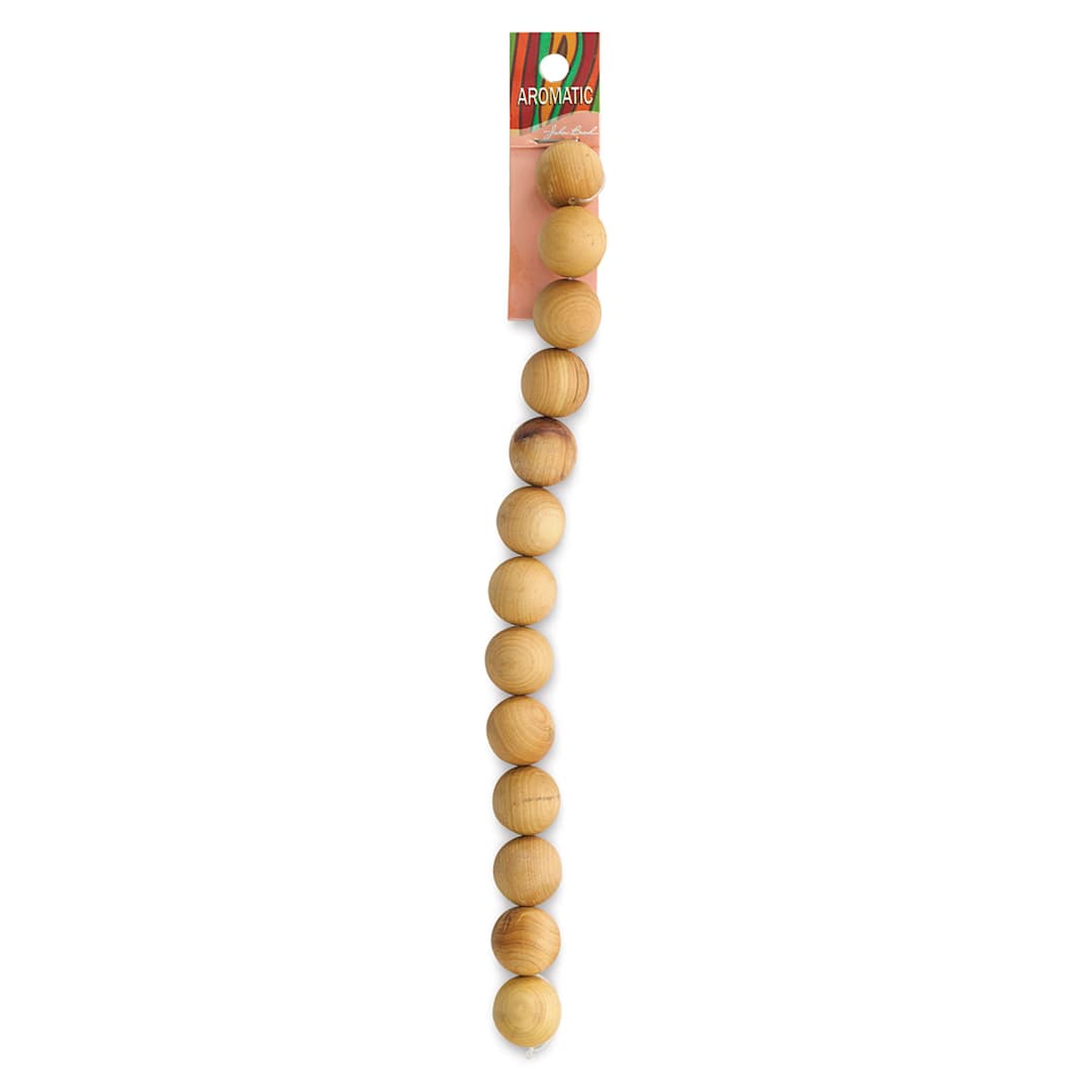 Open in modal - John Bead Aromatic Wooden Beads - 8" strand of 15 mm Cedar Beads
