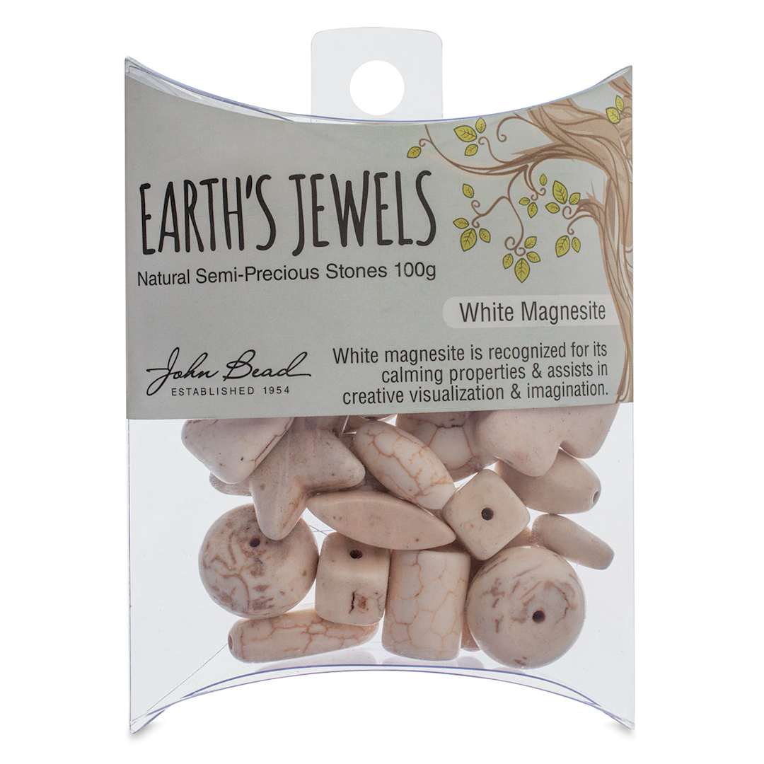 Open in modal - John Bead Earth's Jewels - Front view of package of White Magnesite Beads