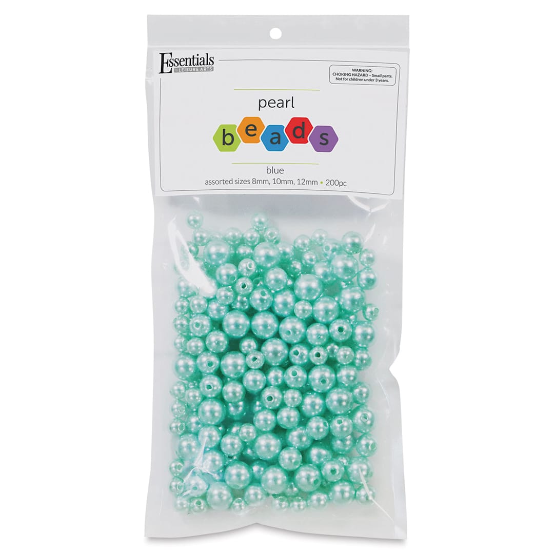 Open in modal - Essentials by Leisure Arts Plastic Pearls - Blue, Package of 200, Assorted Sizes