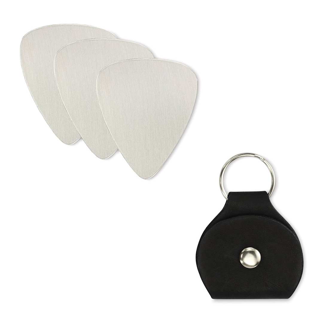 Open in modal - ImpressArt Stamp It Yourself Personal Accessory Kit - Guitar Pick, contents laid out