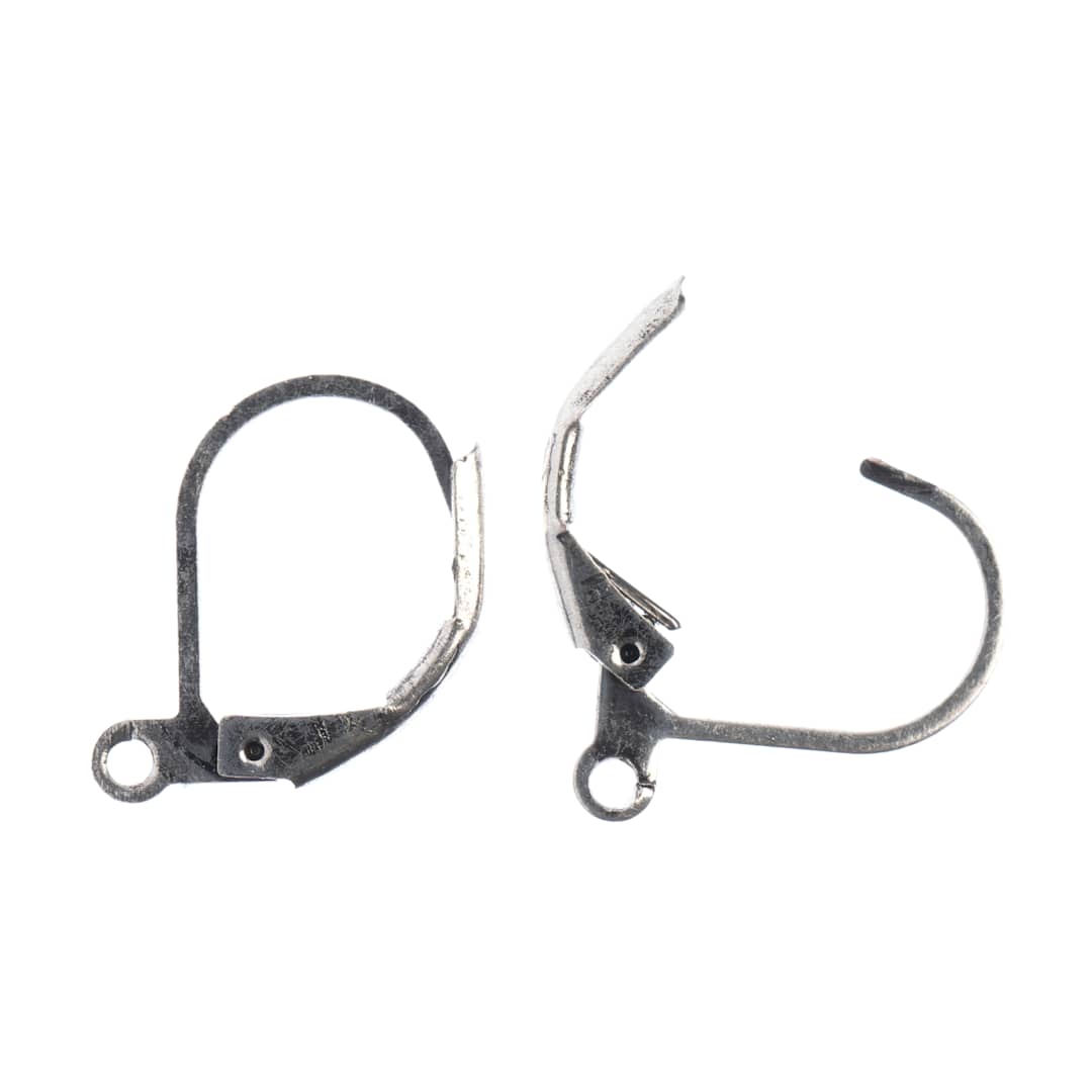 Open in modal - John Bead Must Have Findings Earwires - Leverback, Pkg of 12, Antique Silver, 15 mm