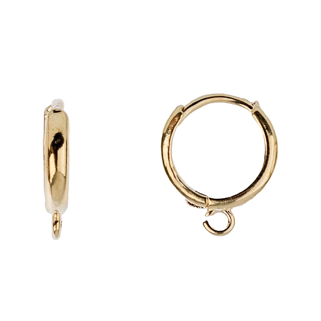 Open in modal - John Bead Must Have Findings Huggie Hoops - Gold, 12 mm x 13.5 mm