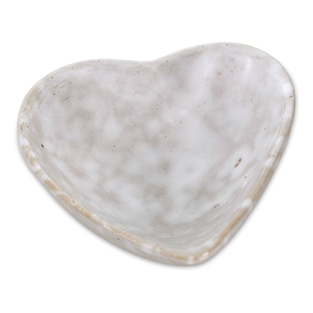 Open in modal - Creative Co-Op Stone Heart Bowl