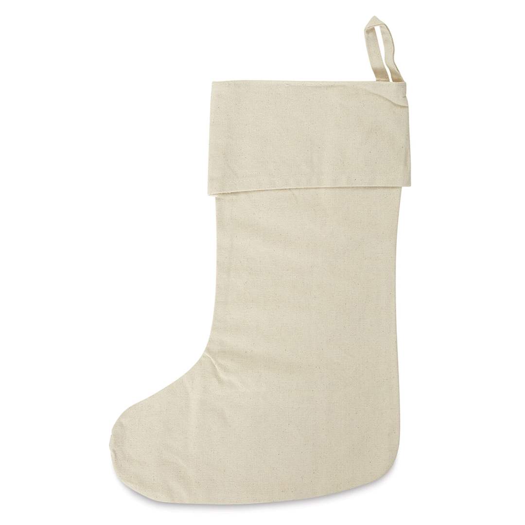 Open in modal - Harvest Import Blank Stocking - Side view of 17" Cotton Canvas Stocking