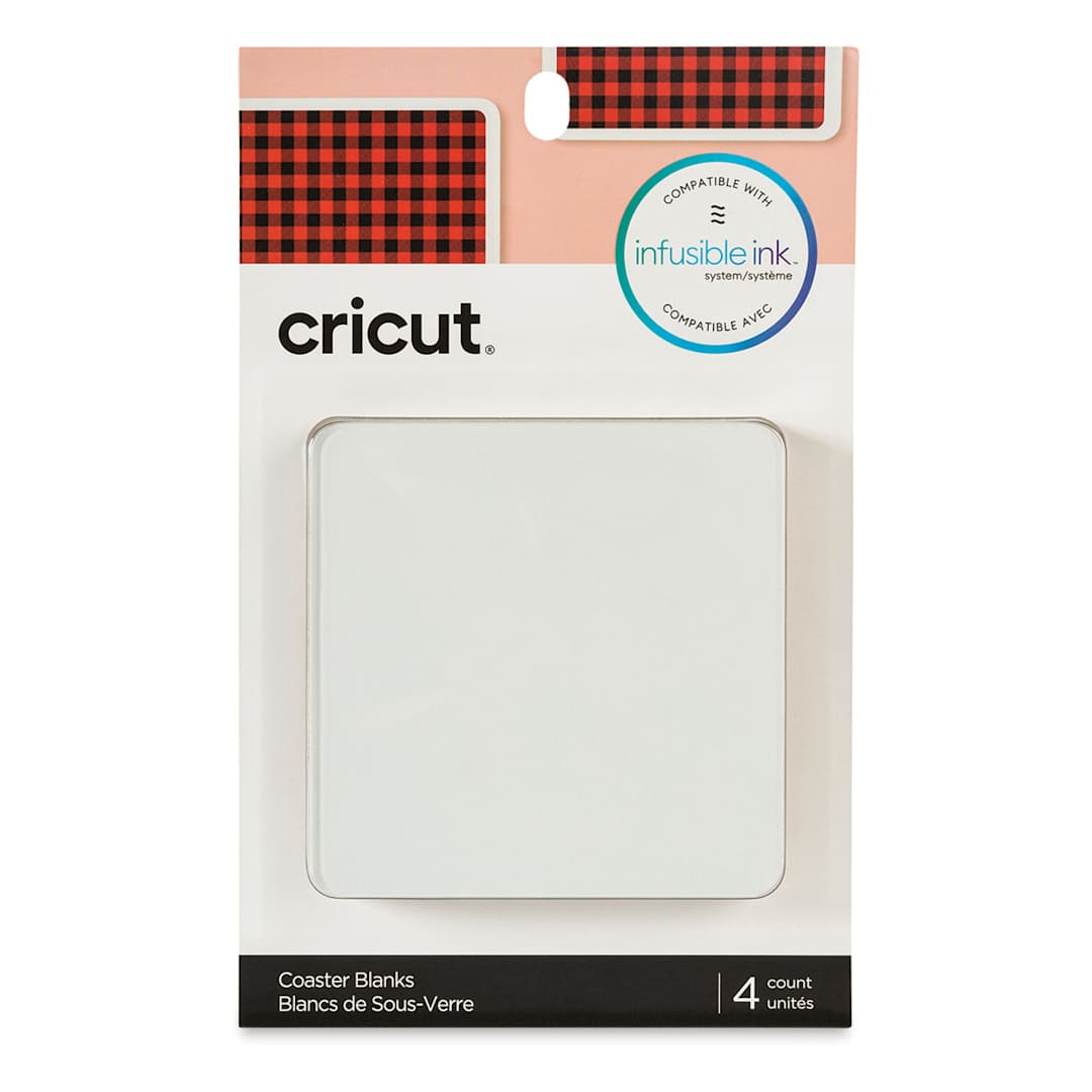 Open in modal - Cricut Coaster Blanks - Front of package of Set of 4 Square Coasters