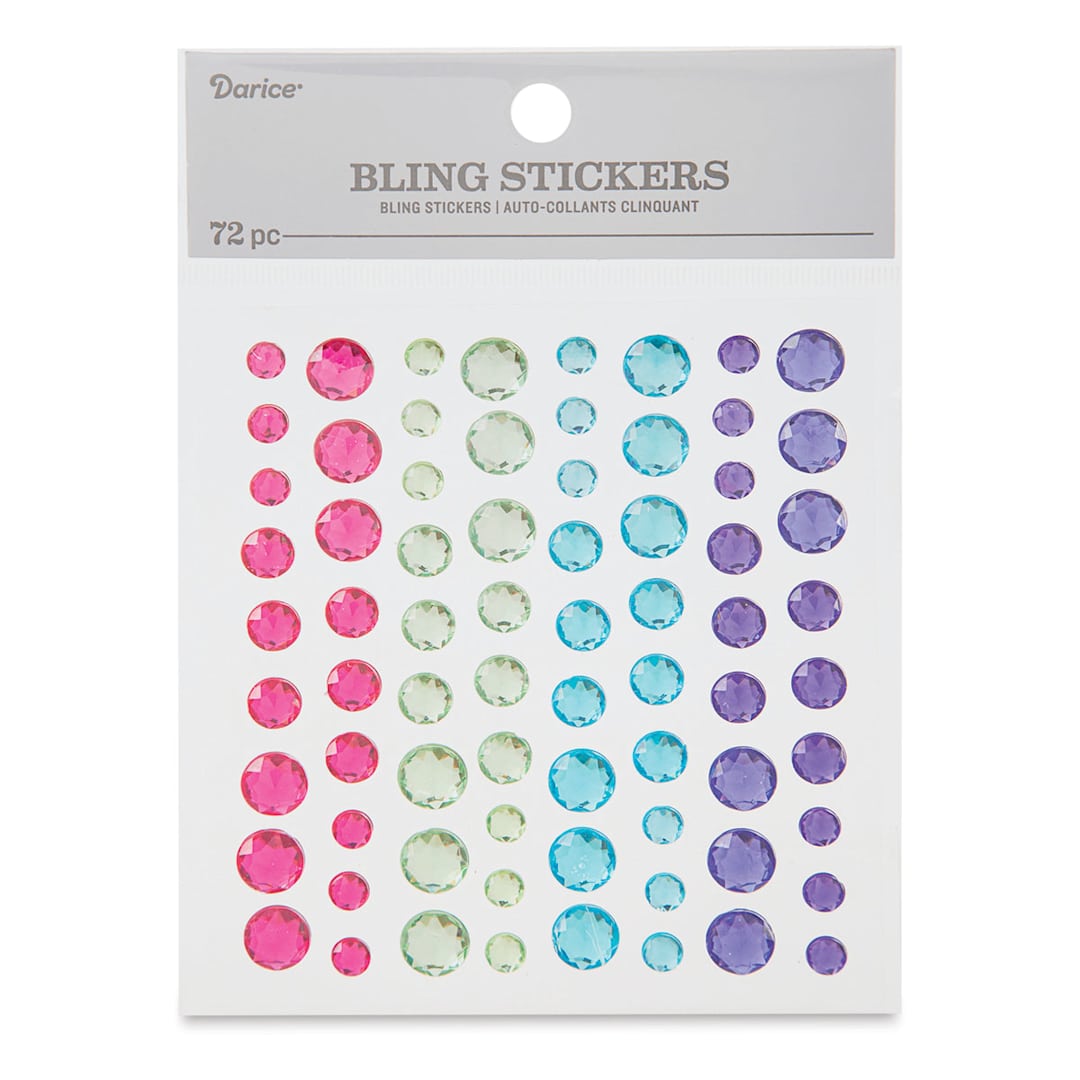 Open in modal - Darice Rhinestone Bling Stickers - Brights, 72 Pieces