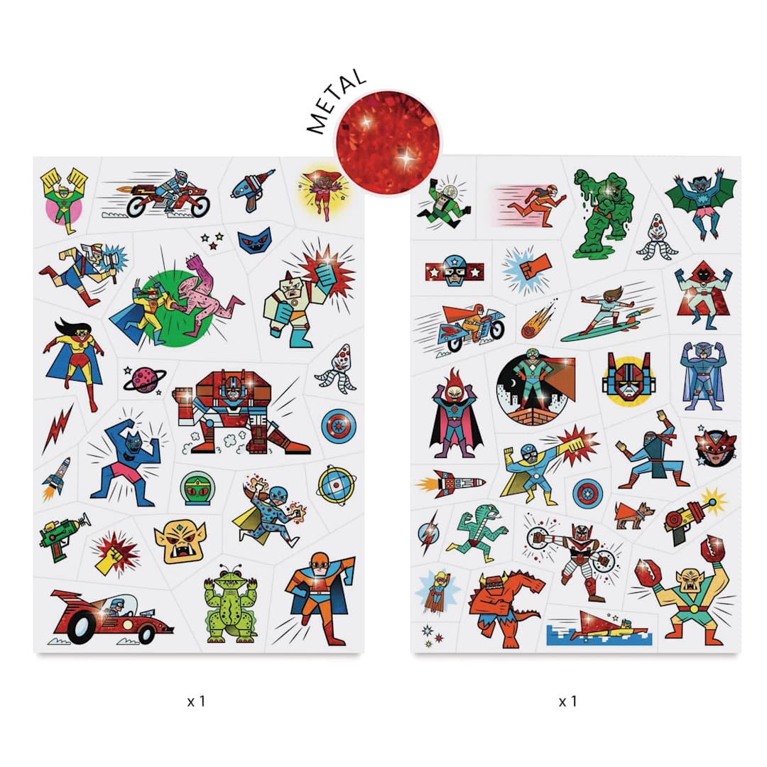 Open in modal - Djeco Temporary Tattoos - Heroes vs. Villains sheets