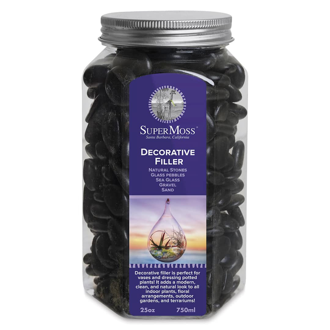Open in modal - SuperMoss Black Decorative Stones - 25 oz in Glass Container