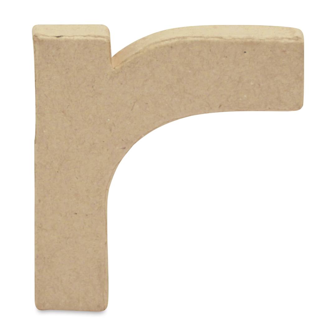 Open in modal - DecoPatch Paper Mache Small Kraft Letter - R, Lowercase, 3" W x 3-2/5" H x 1/2" D