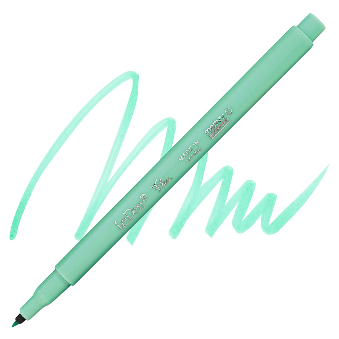 Open in modal - Marvy Uchida LePen Flex Marker - Peppermint, swatch and marker