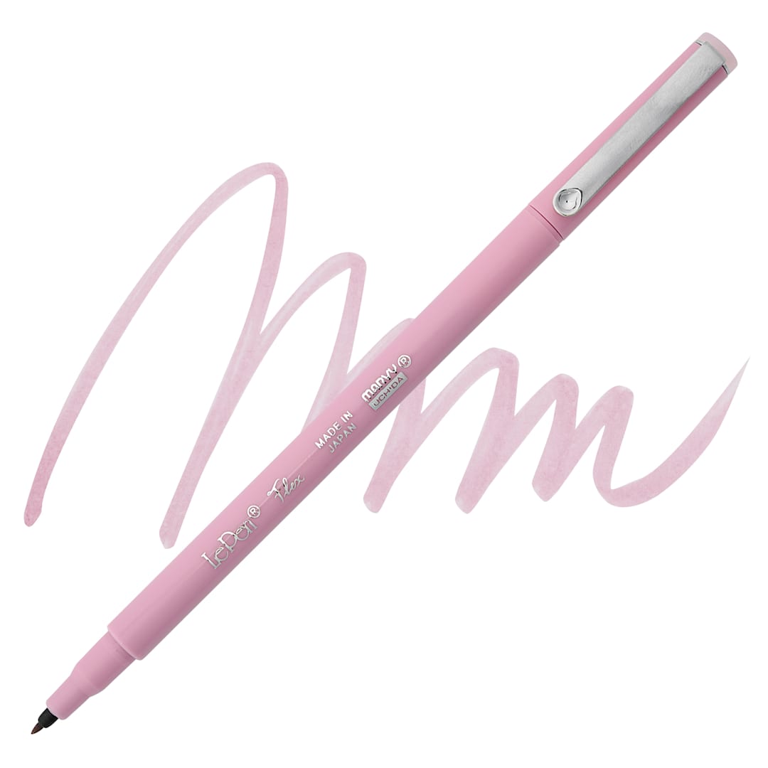Open in modal - Marvy Uchida LePen Flex Marker - Pale Mauve, swatch and marker