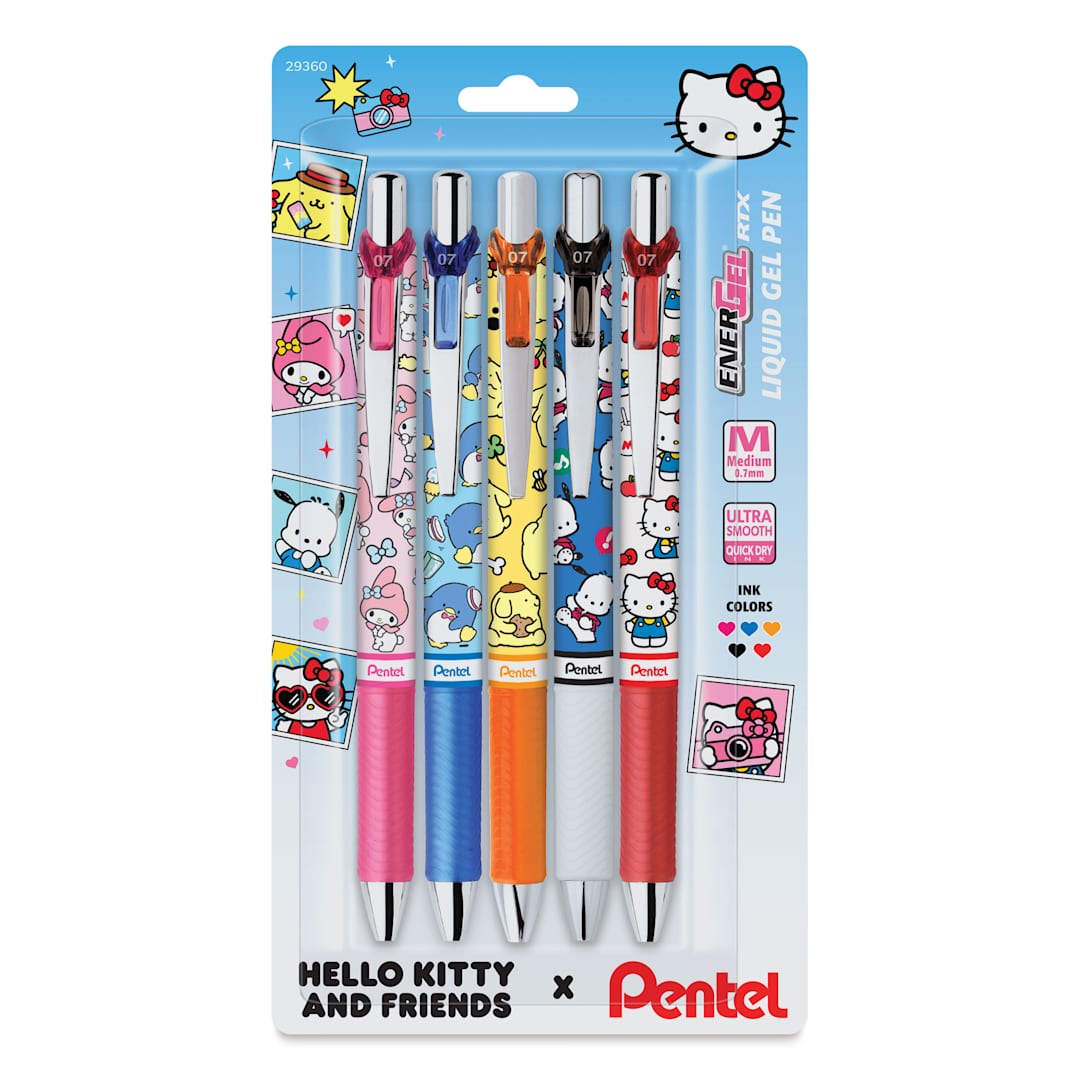 Open in modal - Pentel EnerGel RTX Gel Pens - Hello Kitty, Secondary, Set of 5, 0.7 mm, front of packaging
