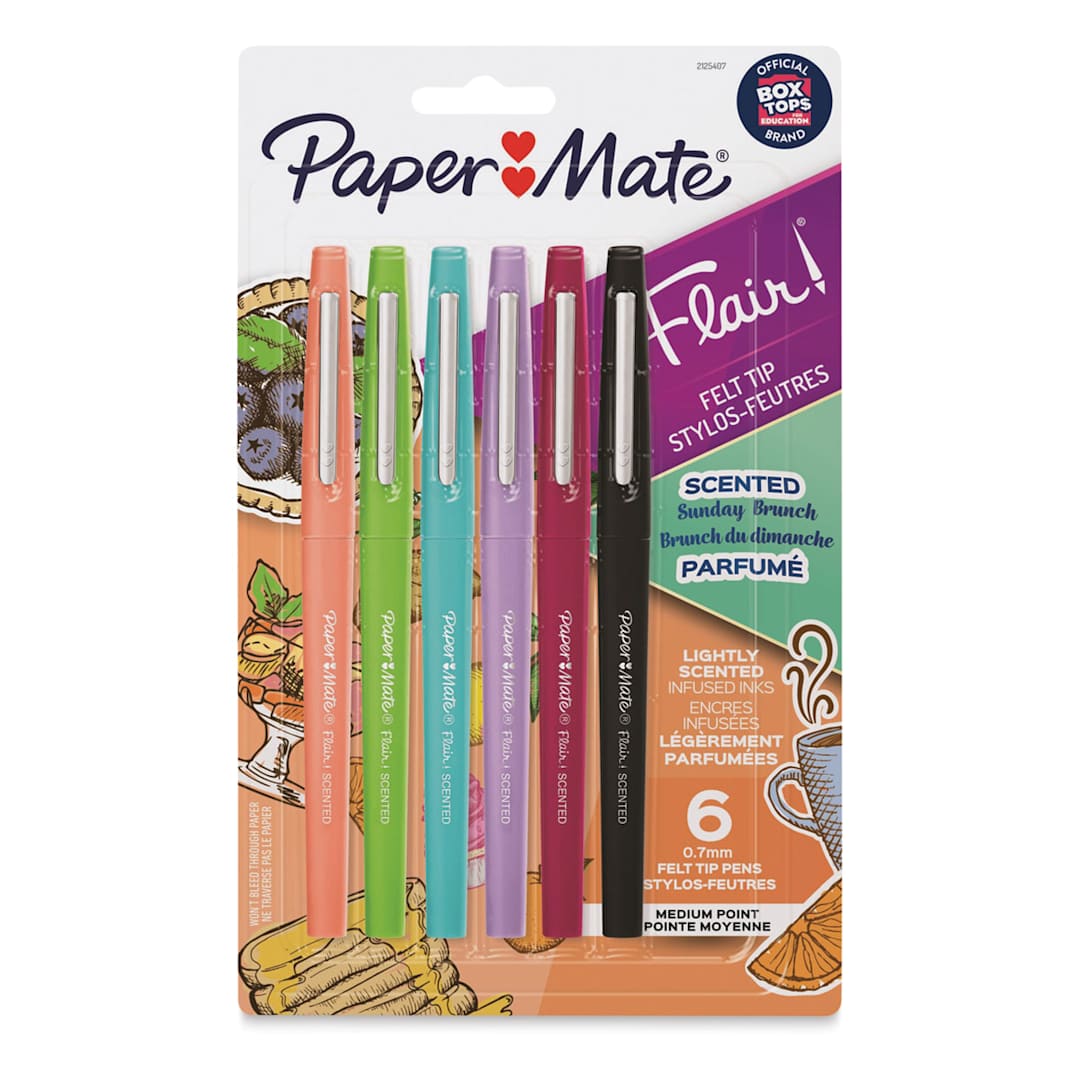 Open in modal - Paper Mate Flair Scented Pens - Sunday Brunch, Set of 6, front of the packaging