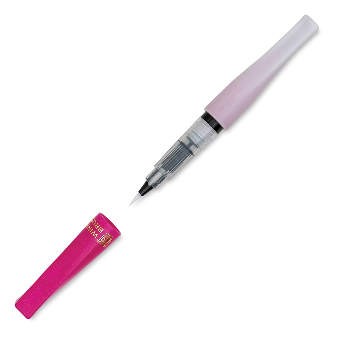 Open in modal - Zig Wink of Stella Brush II Pen - Pink (with cap off)