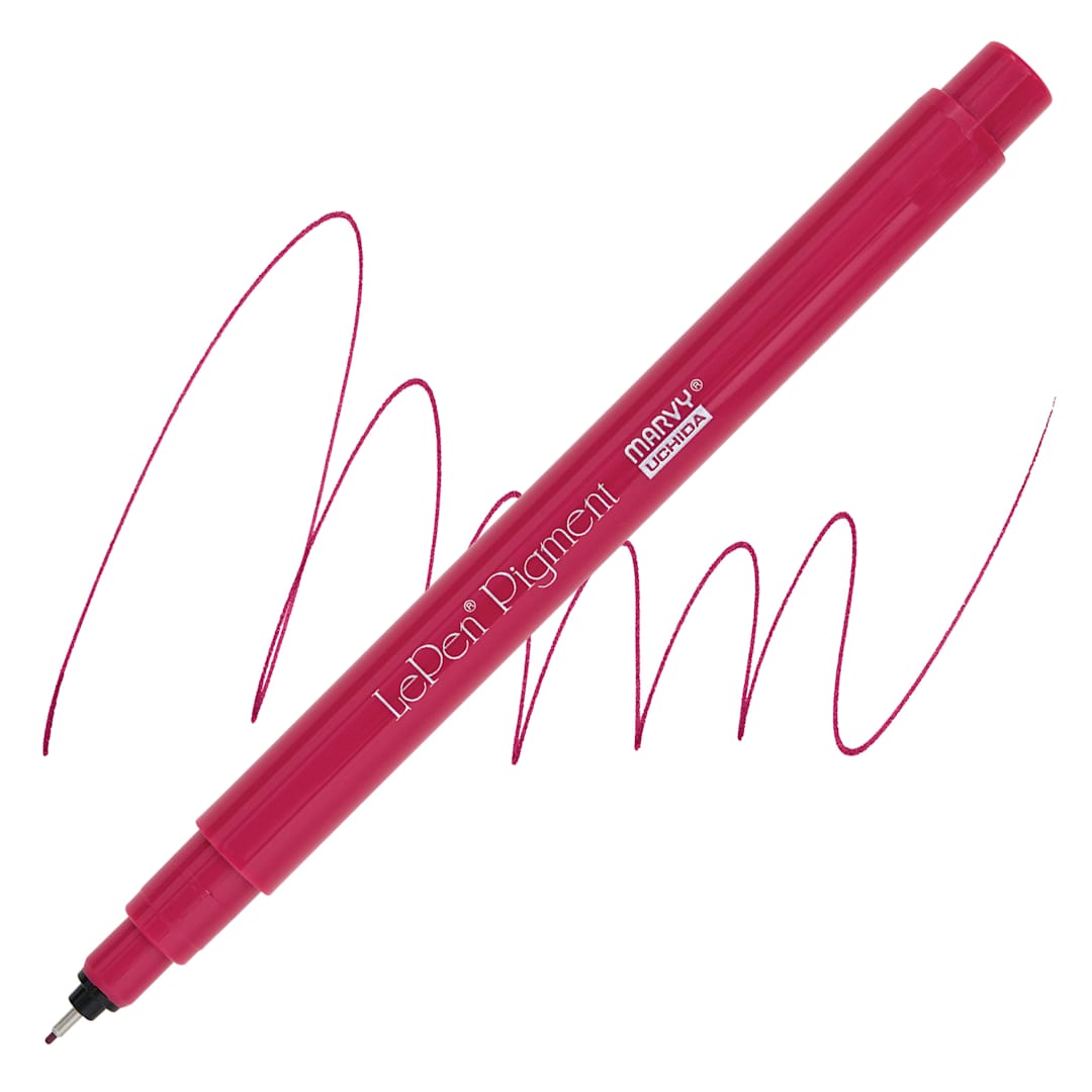 Open in modal - Marvy Uchida LePen Pigment Pen - Burgundy pen and swatch
