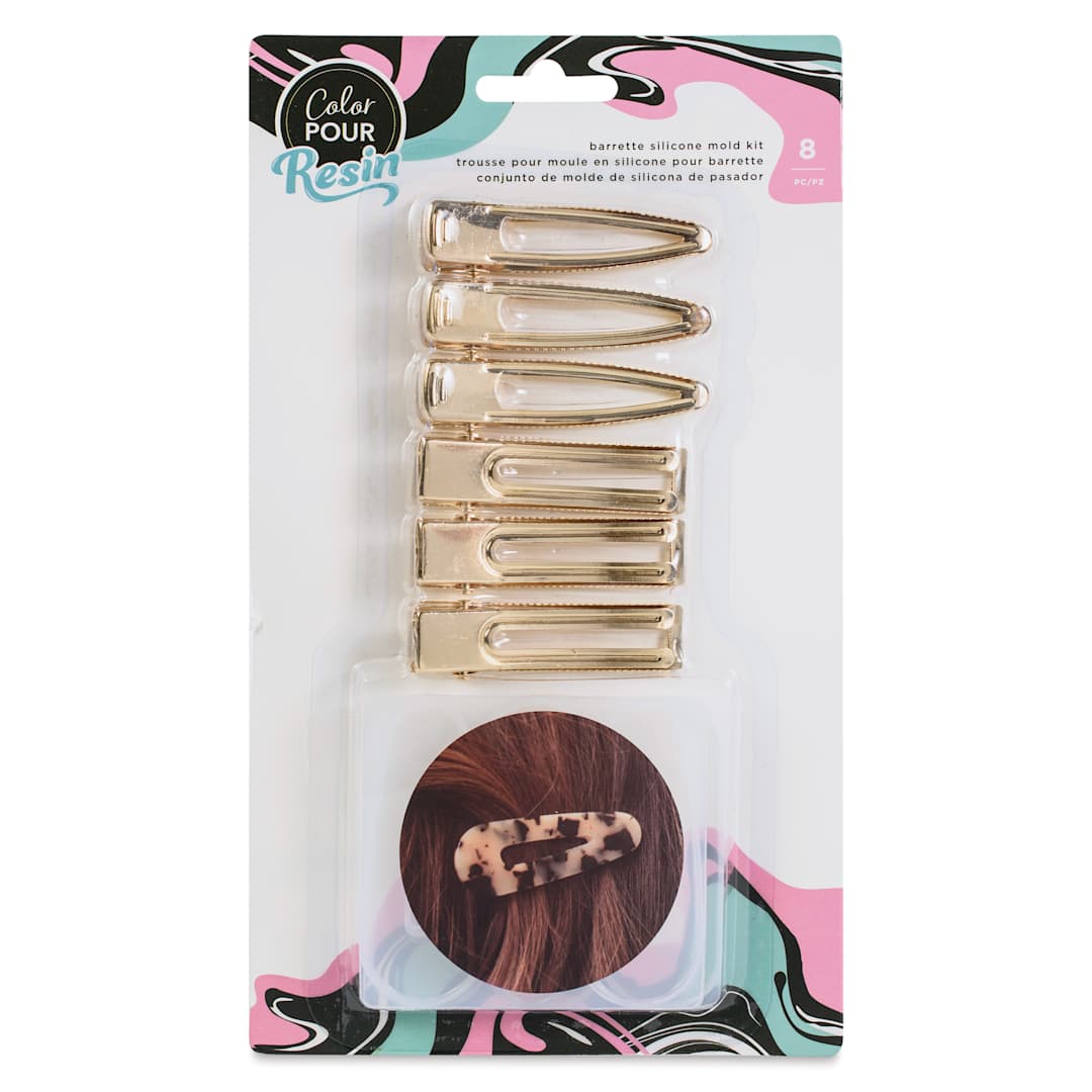 Open in modal - American Crafts Color Pour Resin Barrette Mold Kit front of packaging