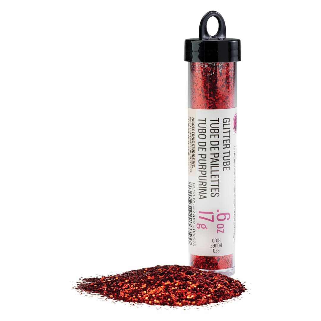 Open in modal - Cousin DIY Glitter - Metallic Red, .6 oz Tube and contents