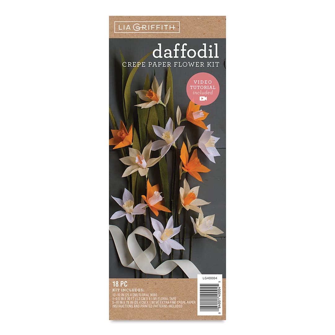 Open in modal - Lia Griffith Crepe Paper Flower Kit - Daffodil, 18 Pieces front of packaging