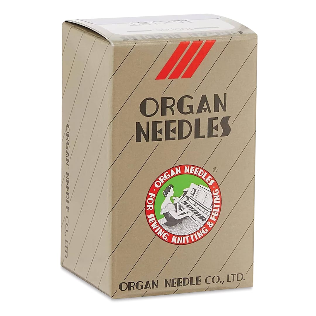 Open in modal - Brother Organ Needles Embroidery Machine Needles - Pkg of 100, Size 7/11 front of packaging angled view