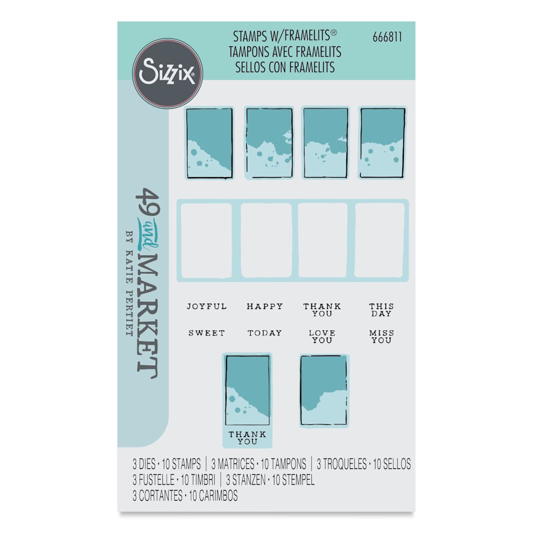 Open in modal - Sizzix Painted Palettes Stamp and Framelit Set - Set of 13 front of packaging