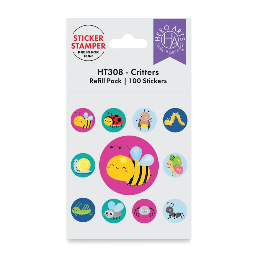 Open in modal - Hero Arts Sticker Stamper Refill Pack - Pkg of 100, 7/8", Critters front of packaging