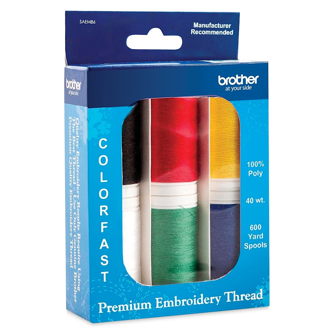 Open in modal - Brother Premium Embroidery Thread - Assorted, 600 yds, Set of 6