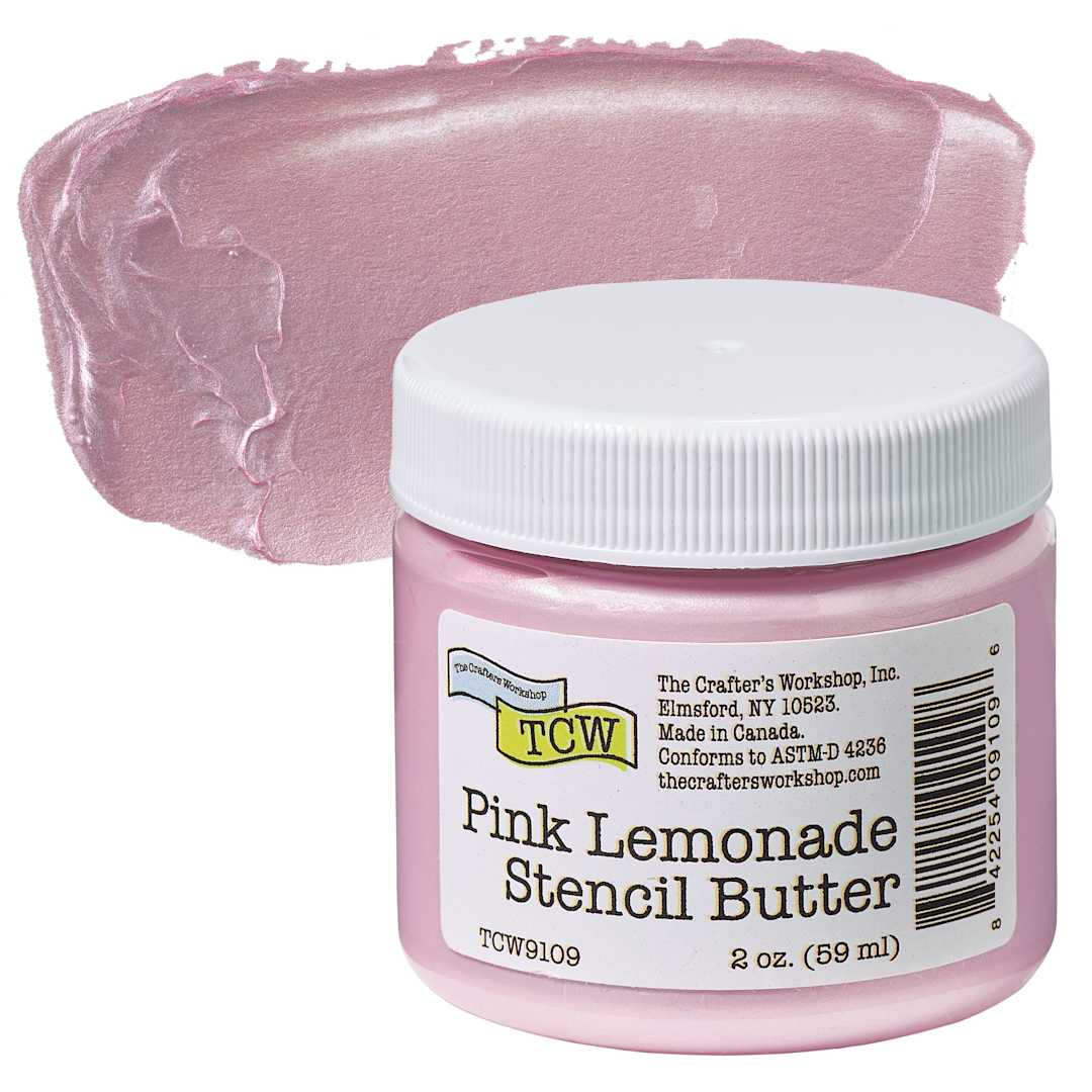 Open in modal - Stencil Butter Acrylic Paint - Pink Lemonade, 2 oz, Jar and swatch