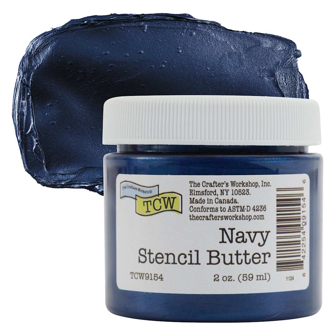 Open in modal - Stencil Butter Acrylic Paints - Navy, 2 oz Jar and swatch