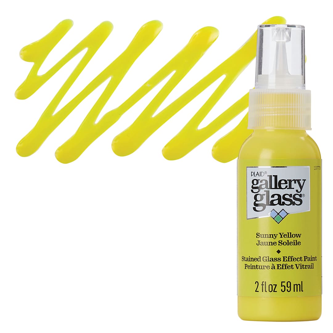 Open in modal - Gallery Glass Paint - Sunny Yellow, 2 oz bottle and swatch