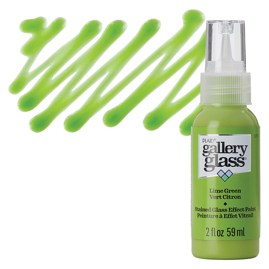 Open in modal - Gallery Glass Paint - Lime Green, 2 oz bottle and swatch