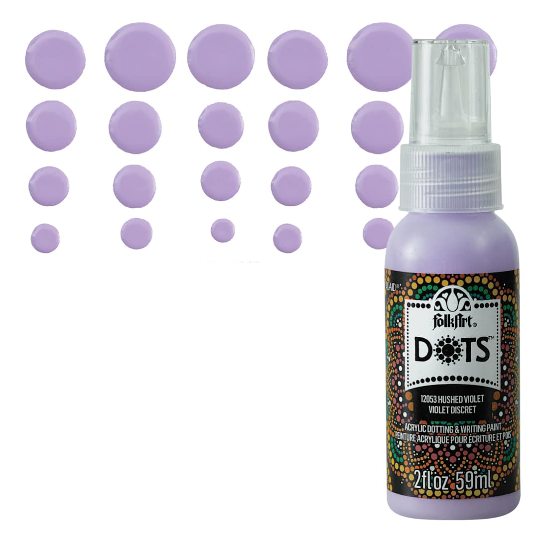 Open in modal - FolkArt Dots Acrylic Paint - Hushed Violet, 2 oz bottle and swatch
