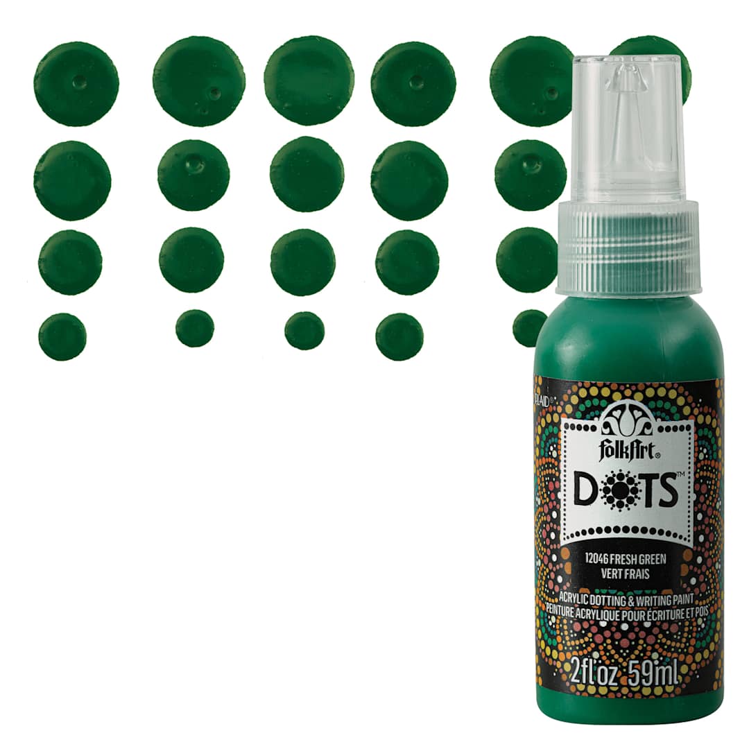 Open in modal - FolkArt Dots Acrylic Paint - Fresh Green, 2 oz bottle and swatch