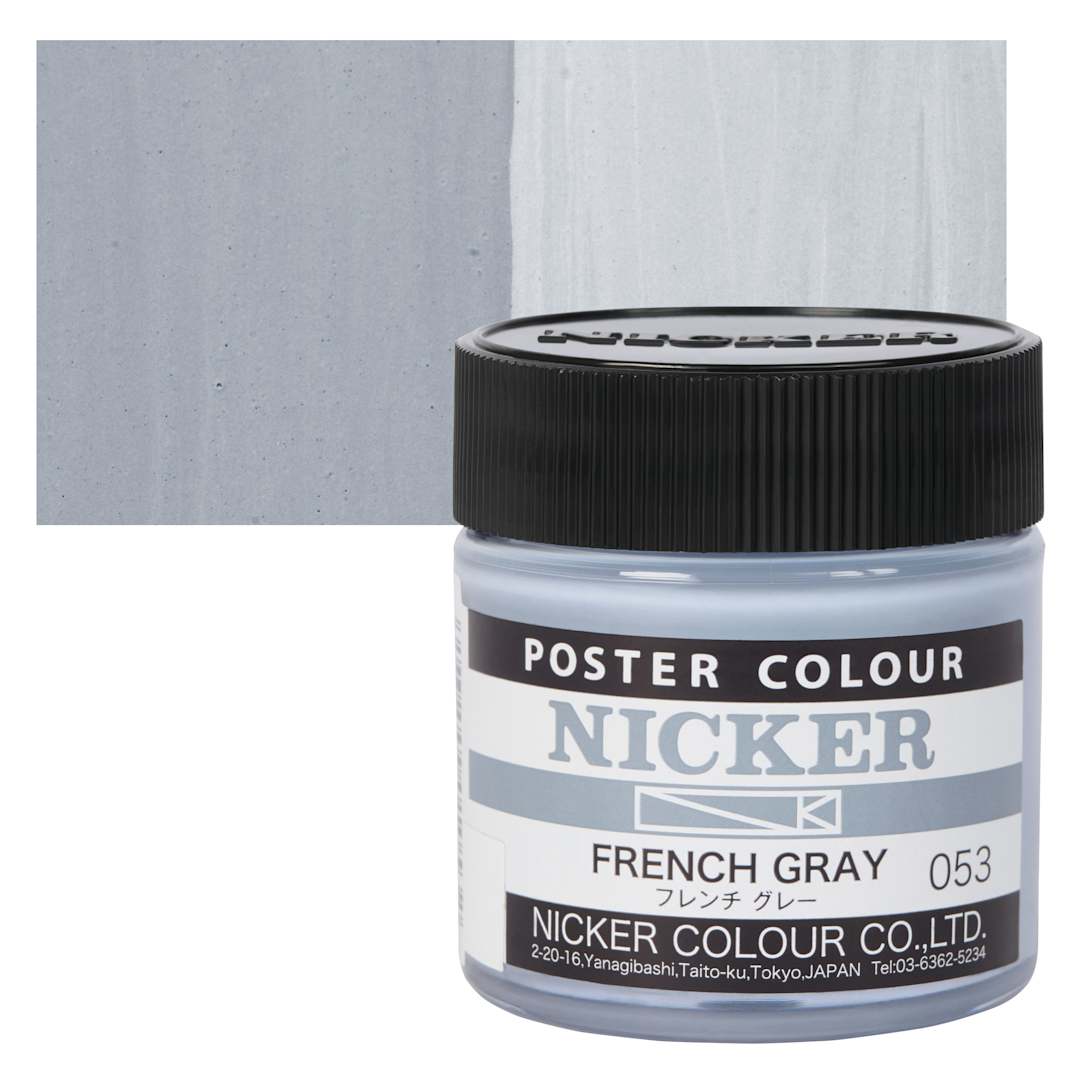 Open in modal - Nicker Poster Colour Paint - French Gray, 40 ml jar and swatch