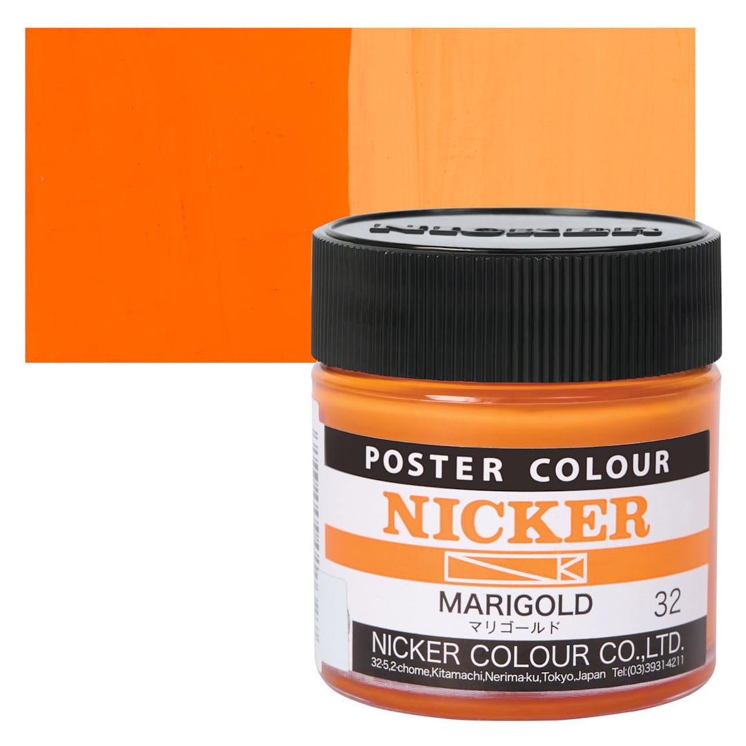 Open in modal - Nicker Poster Colour Paint - Marigold, 40 ml jar and swatch