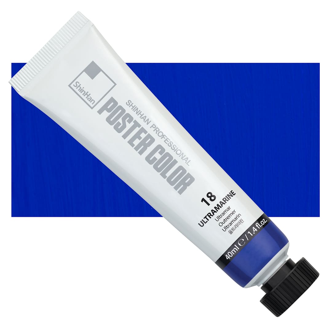 Open in modal - ShinHan Professional Poster Color Paint - Ultramarine, 40 ml tube and swatch