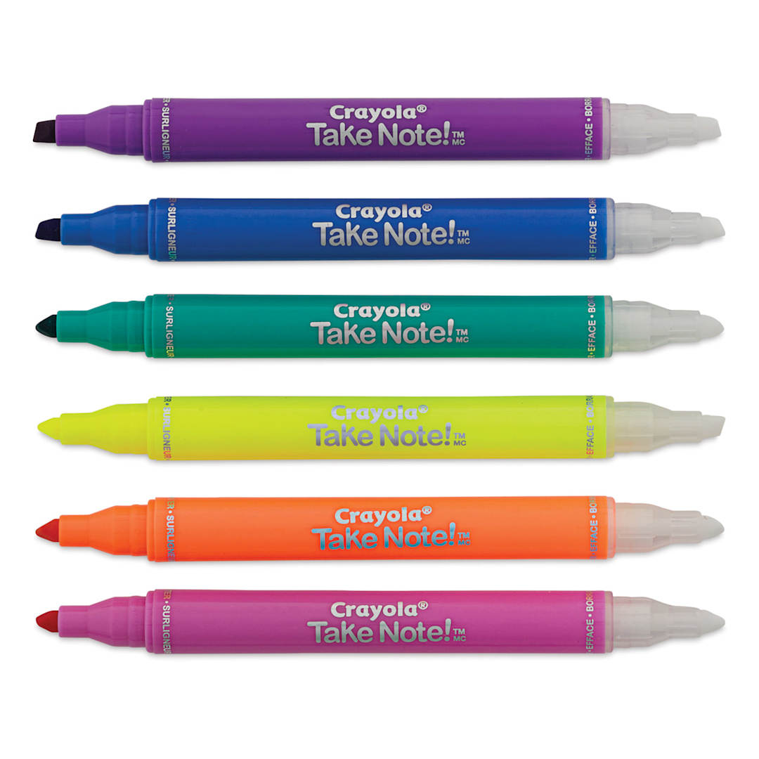 Open in modal - Crayola Take Note Erasable Highlighter Set (with caps off)