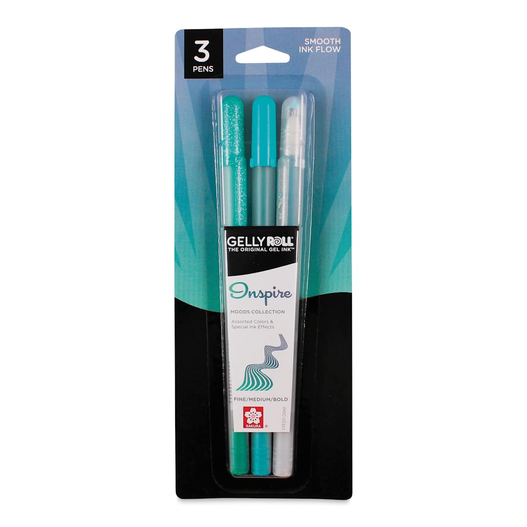 Open in modal - Sakura Gelly Roll Moods Collection Pens - Inspire, Set of 3, front of the packaging