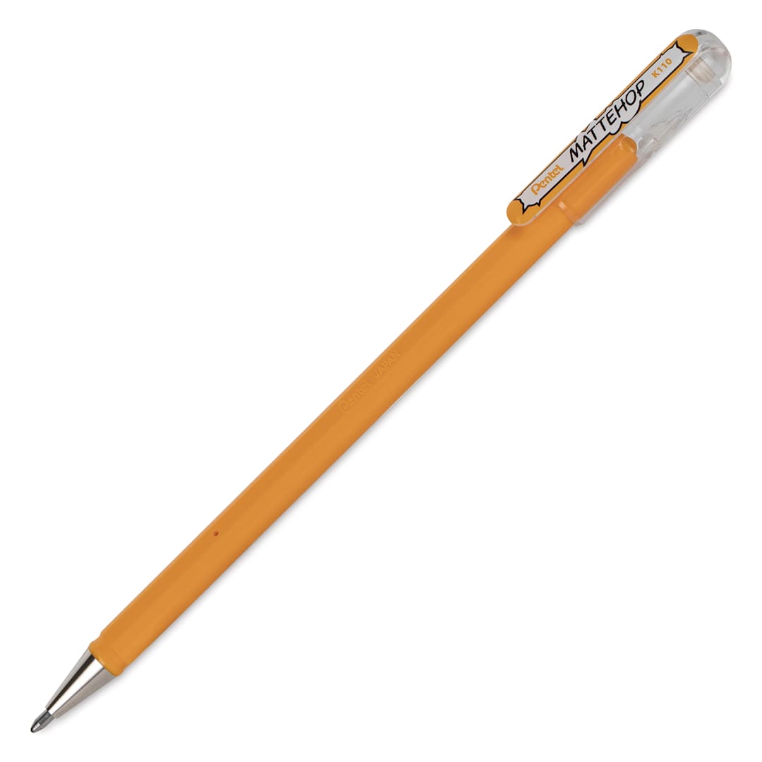 Open in modal - Pentel Arts Hybrid Mattehop Gel Roller Pen - Matte Yellow Orange
