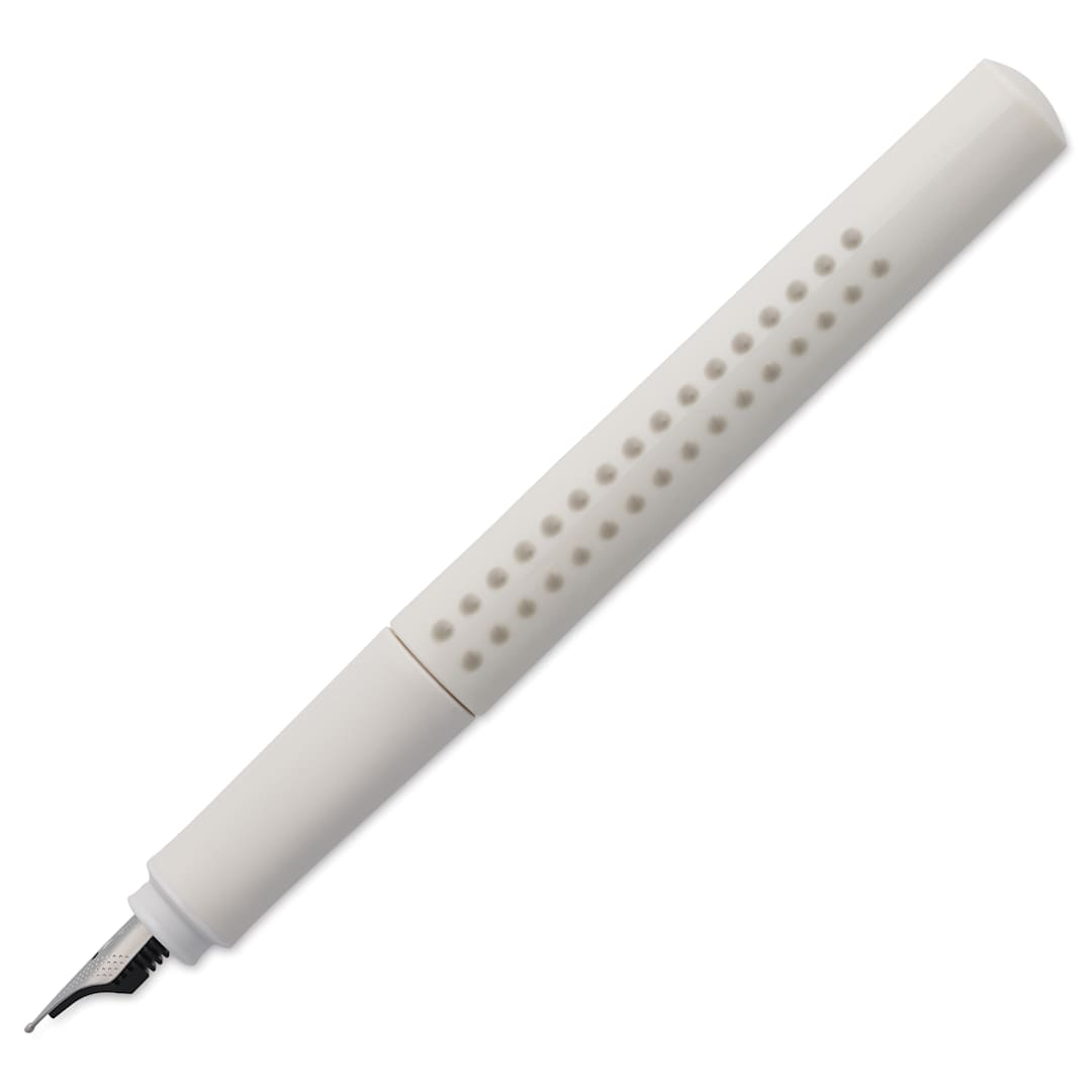 Open in modal - Faber-Castell 2010 Harmony Grip Fountain Pen - Coconut Milk, Medium Nib, cap off