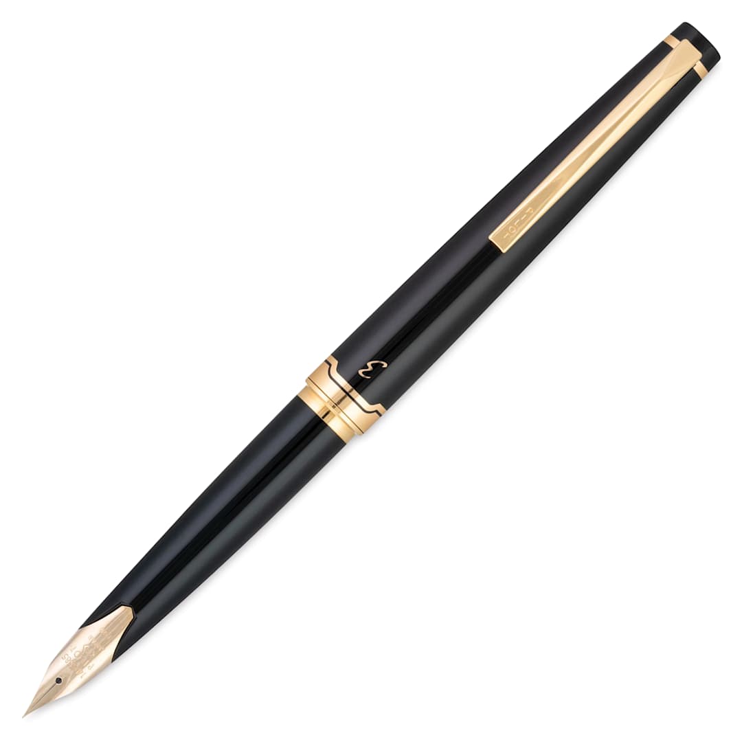 Open in modal - Pilot E95S Fountain Pen - Black, cap removed (image may show a different size nib)