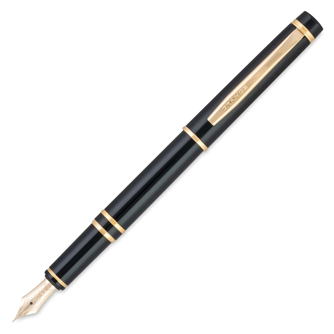 Open in modal - Pilot Grance Fountain Pen - Black, cap off (image may show a different size nib)