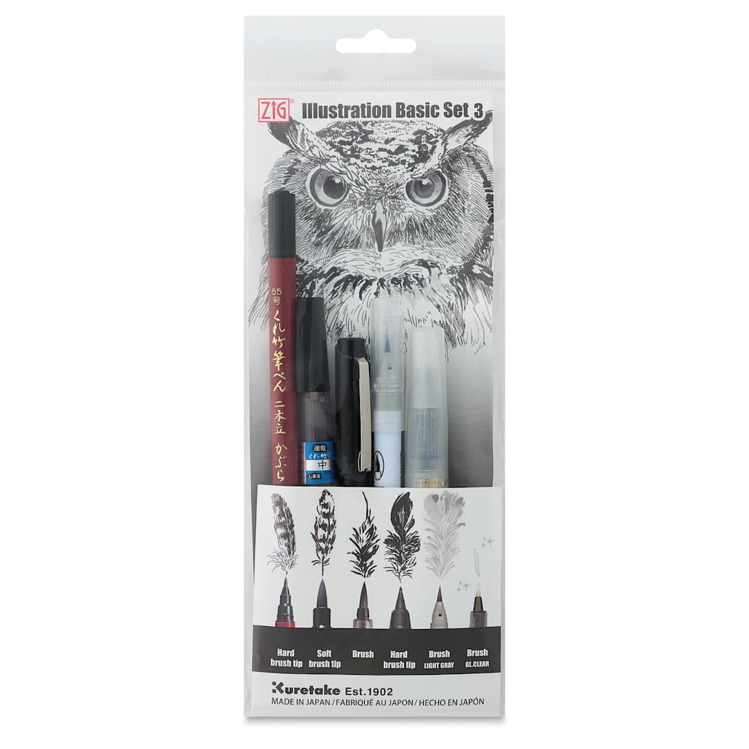 Open in modal - Kuretake Zig Illustration Set - Set of 5, Basic No. 3, front of packaging