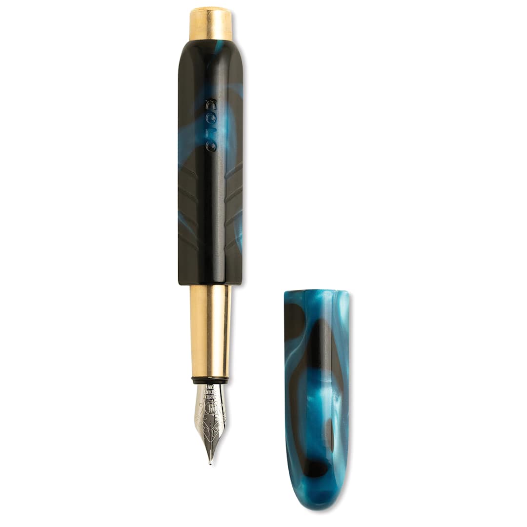 Open in modal - Kolo Tino Acrylic Fountain Pen - Deep Ocean, Limited Edition, cap off