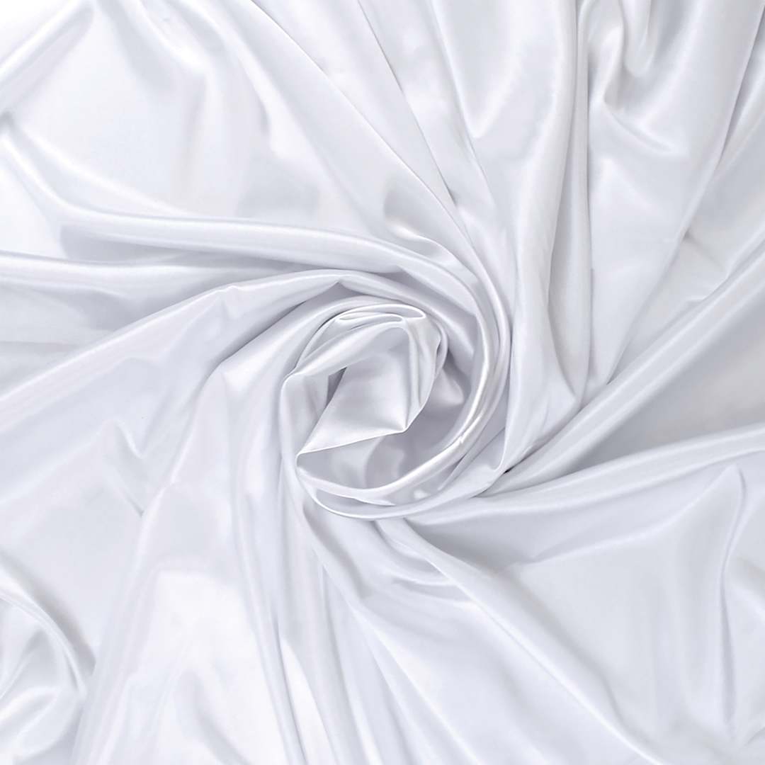 Open in modal - Camelot Stretch Charmeuse - White, 59" x 15 yds, rolled up