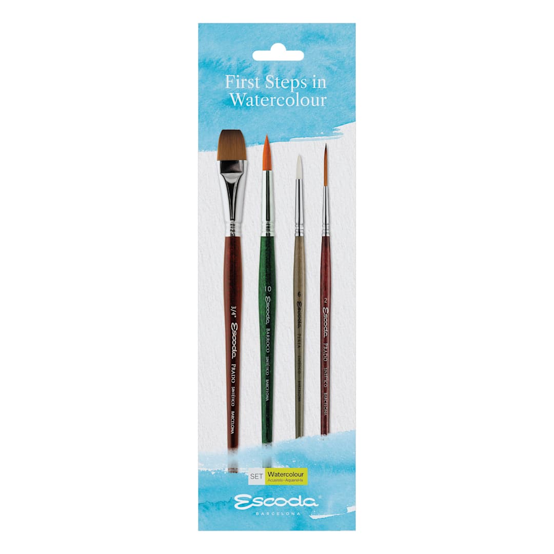 Open in modal - Escoda First Steps in Watercolor Brushes - Set of 4, front of packaging