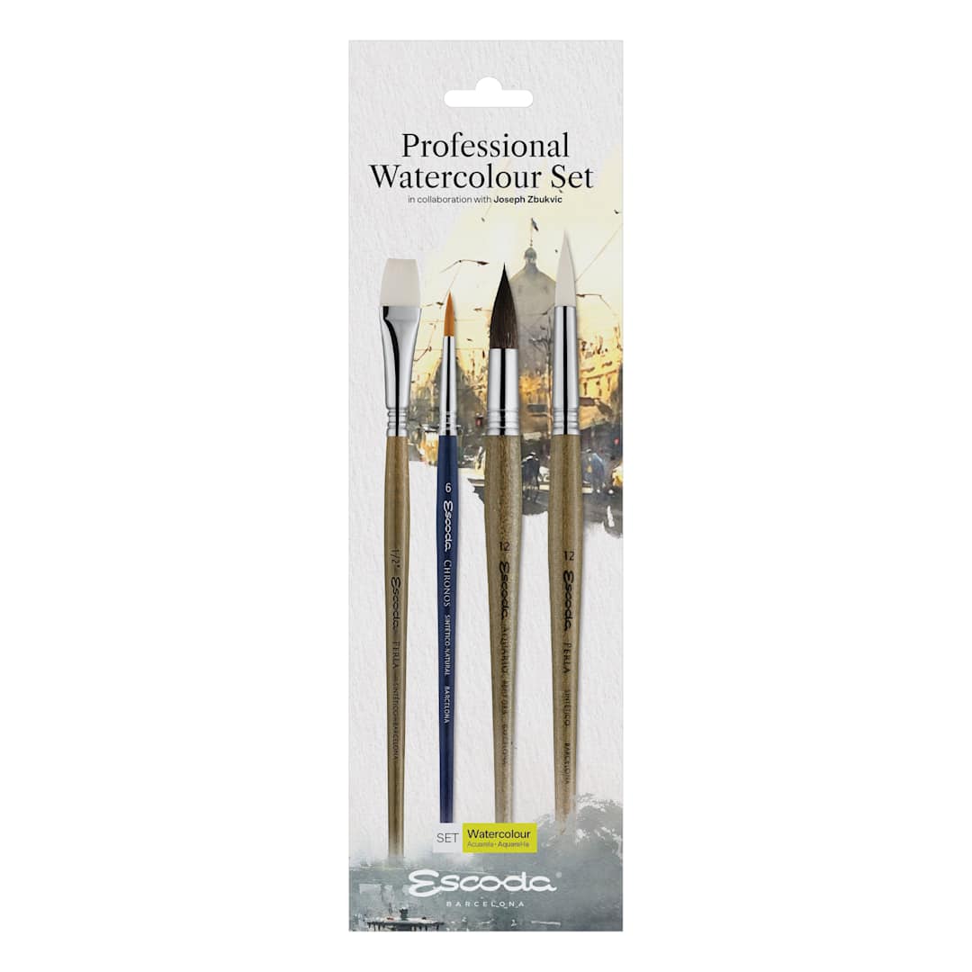Open in modal - Escoda Professional Watercolor Brushes - Set of 4, front of packaging