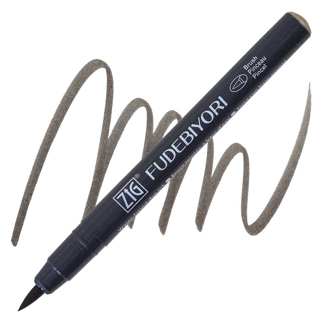 Open in modal - Zig Fudebiyori Brush Pen - Mid Gray pen and swatch
