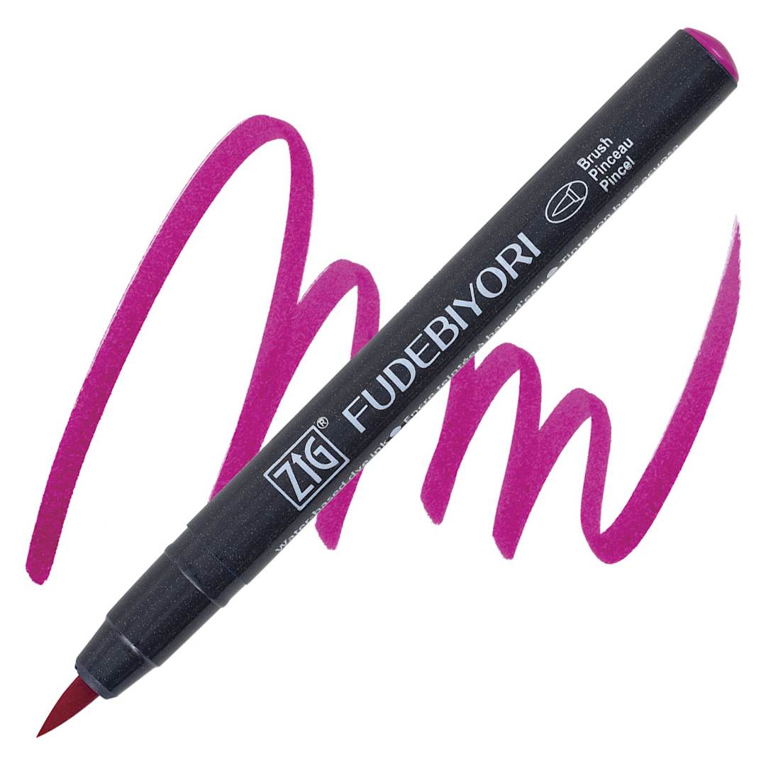 Open in modal - Zig Fudebiyori Brush Pen - Dark Pink  pen and swatch