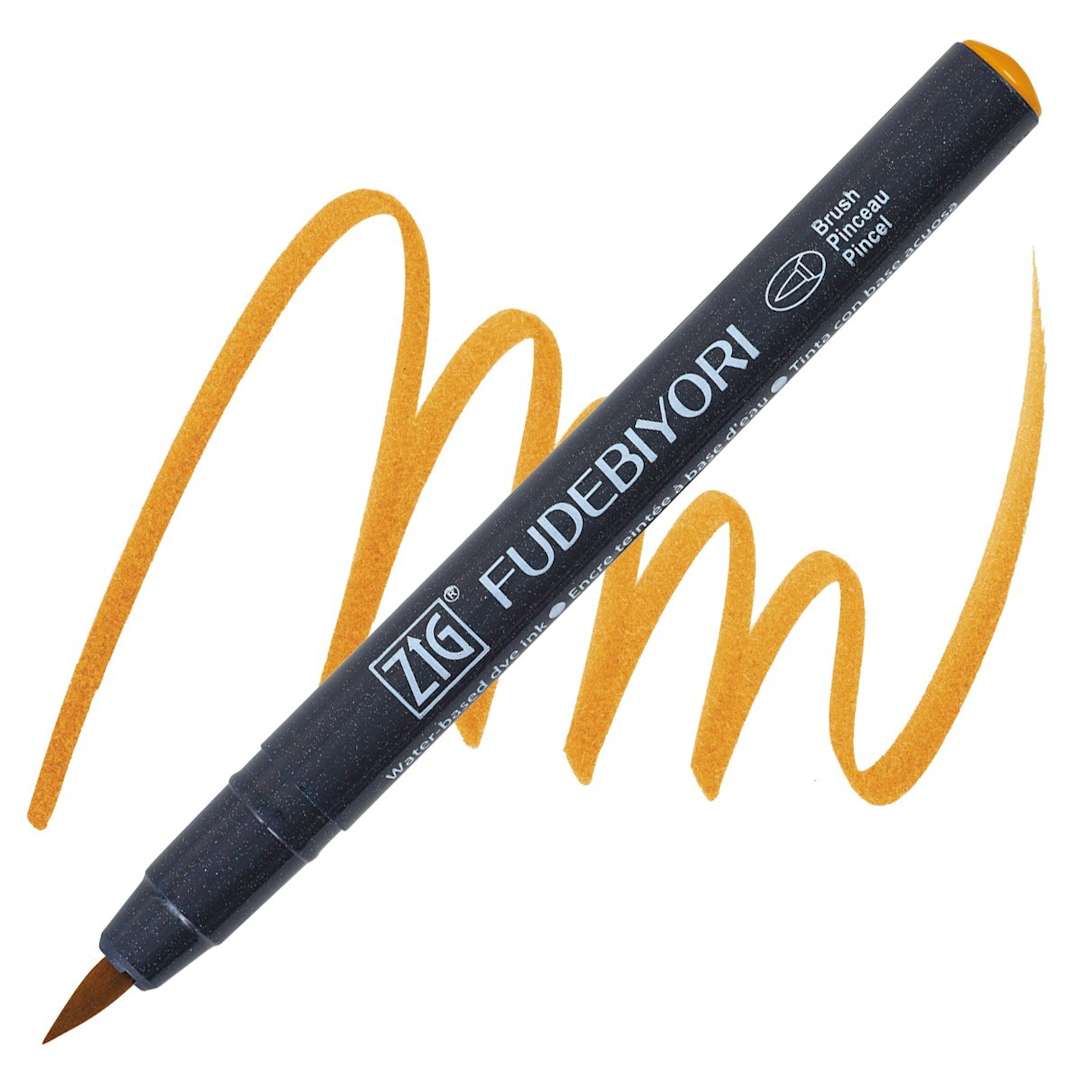 Open in modal - Zig Fudebiyori Brush Pen - Light Brown pen and swatch